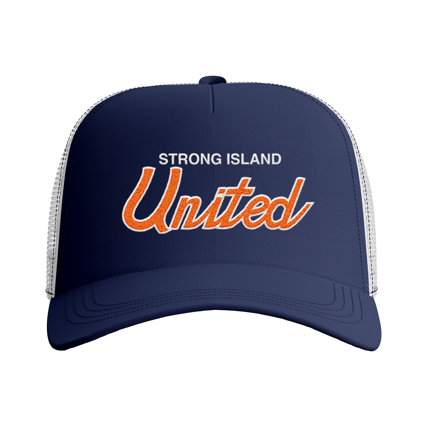(H) x SIPU Football  Strong Island United Script Trucker Hat